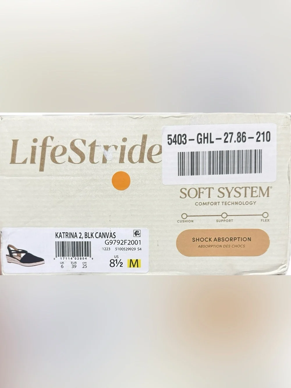 Lifestride Katrina 2 Black canvas Espadrille Wedges - Women 8.5M NEW